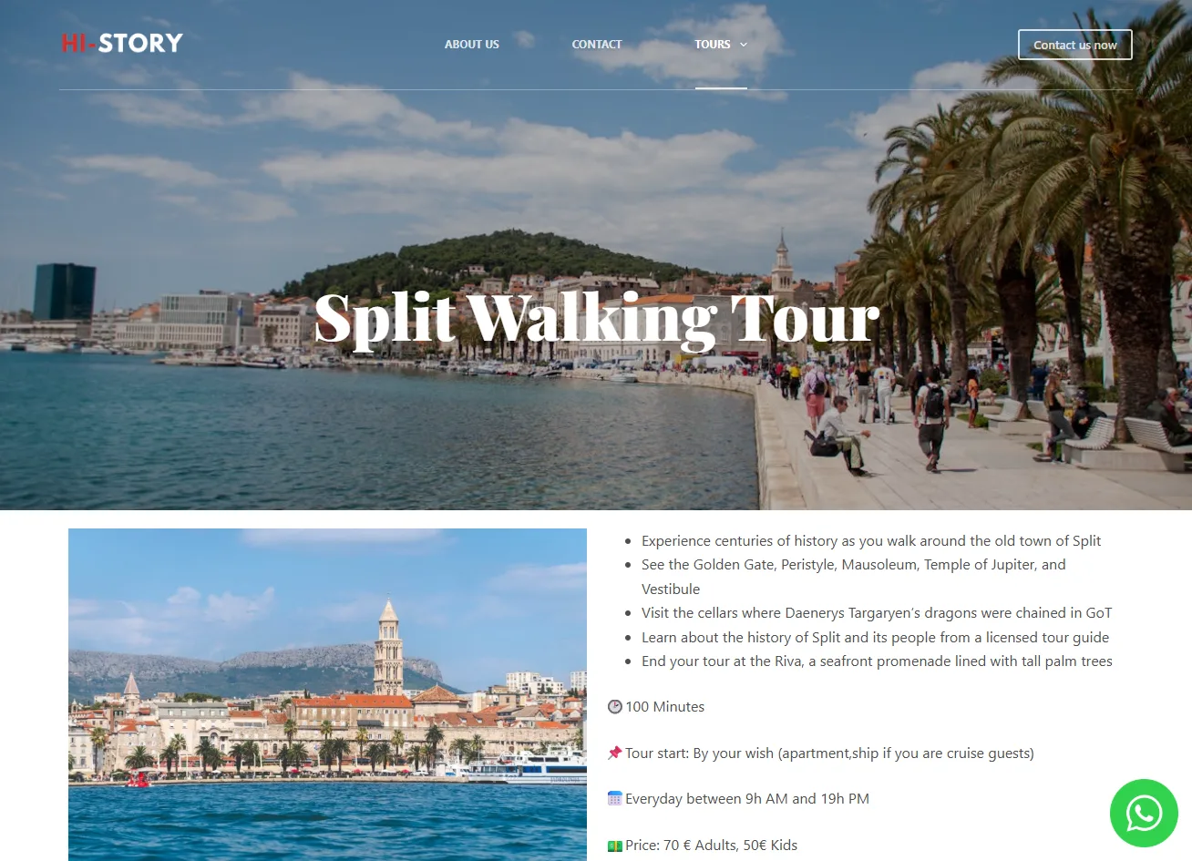 Hi-Story Split Walking Tour page