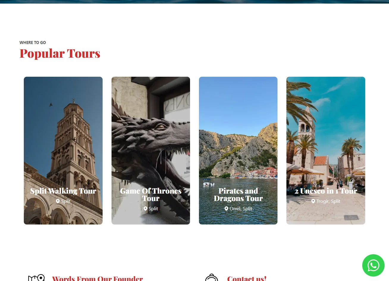 Hi-Story popular tours section