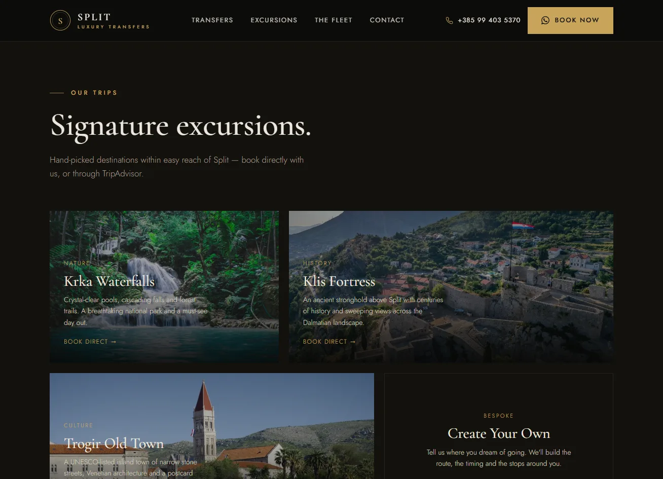 Split Luxury Transfers excursions section