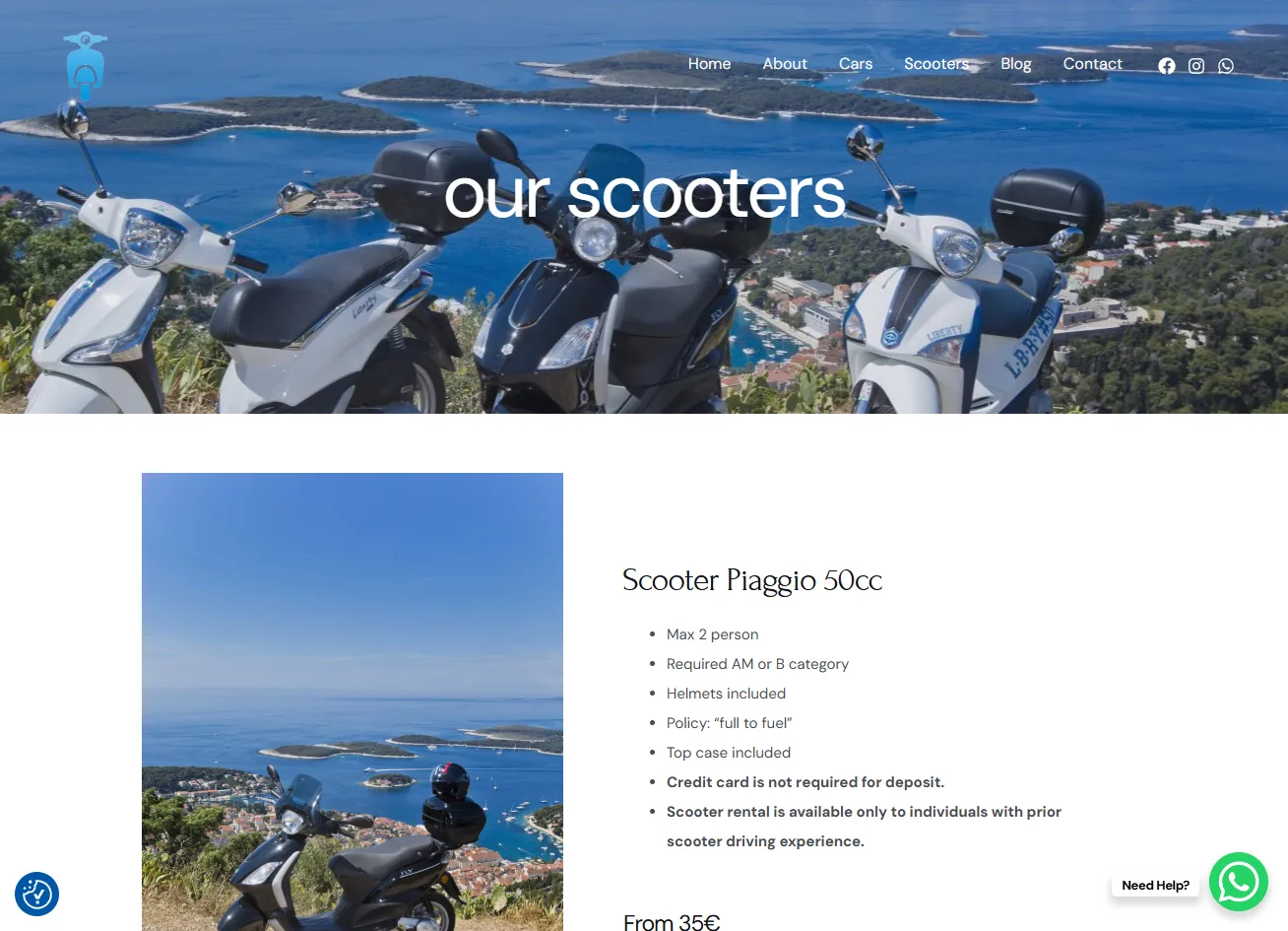 ZoranaRent scooters page
